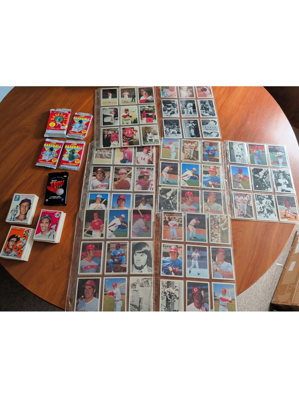 Vintage Baseball Card Collection with 5 unopened Pks 100+Pete Rose & 54 reprints